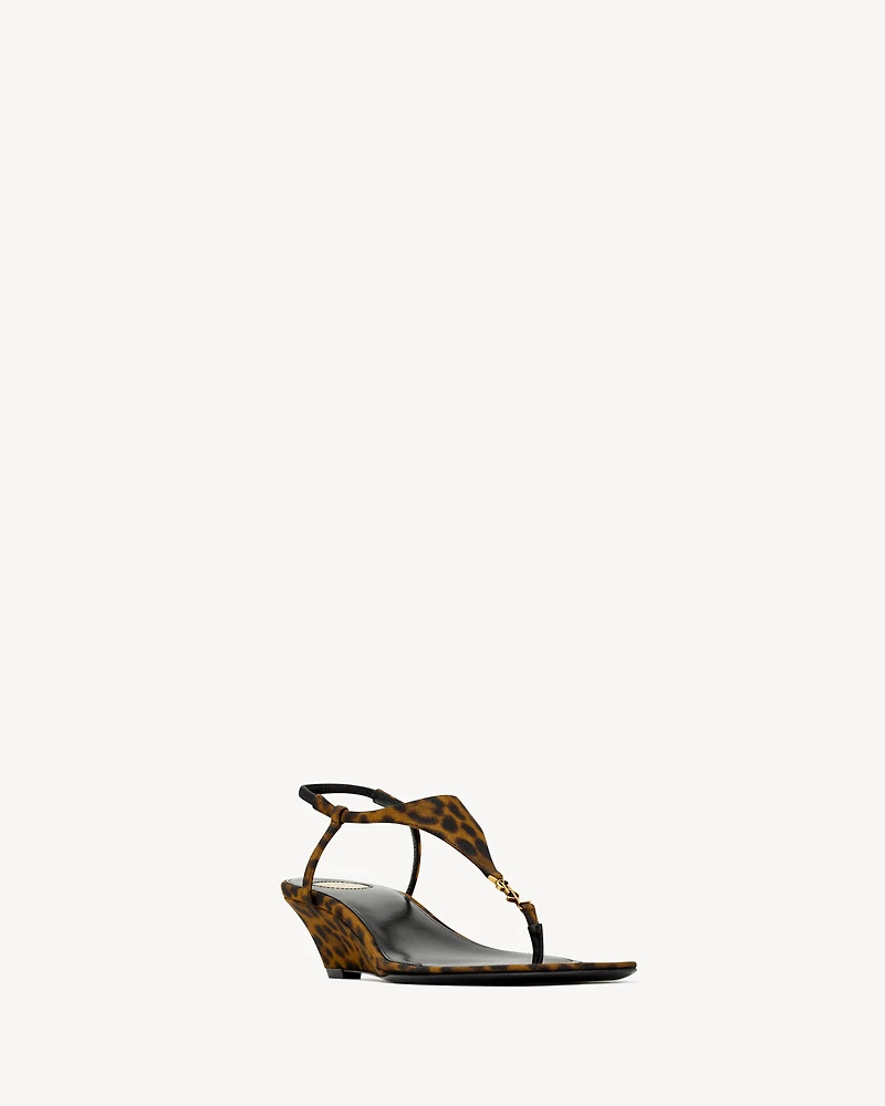 CASSANDRA wedges leopard grosgrain