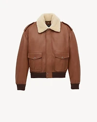 bomber jacket grained leather and shearling