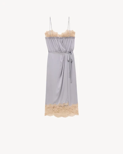 wrap slip dress silk charmeuse and lace