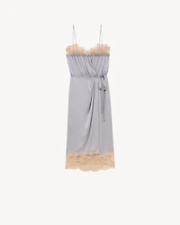 wrap slip dress silk charmeuse and lace