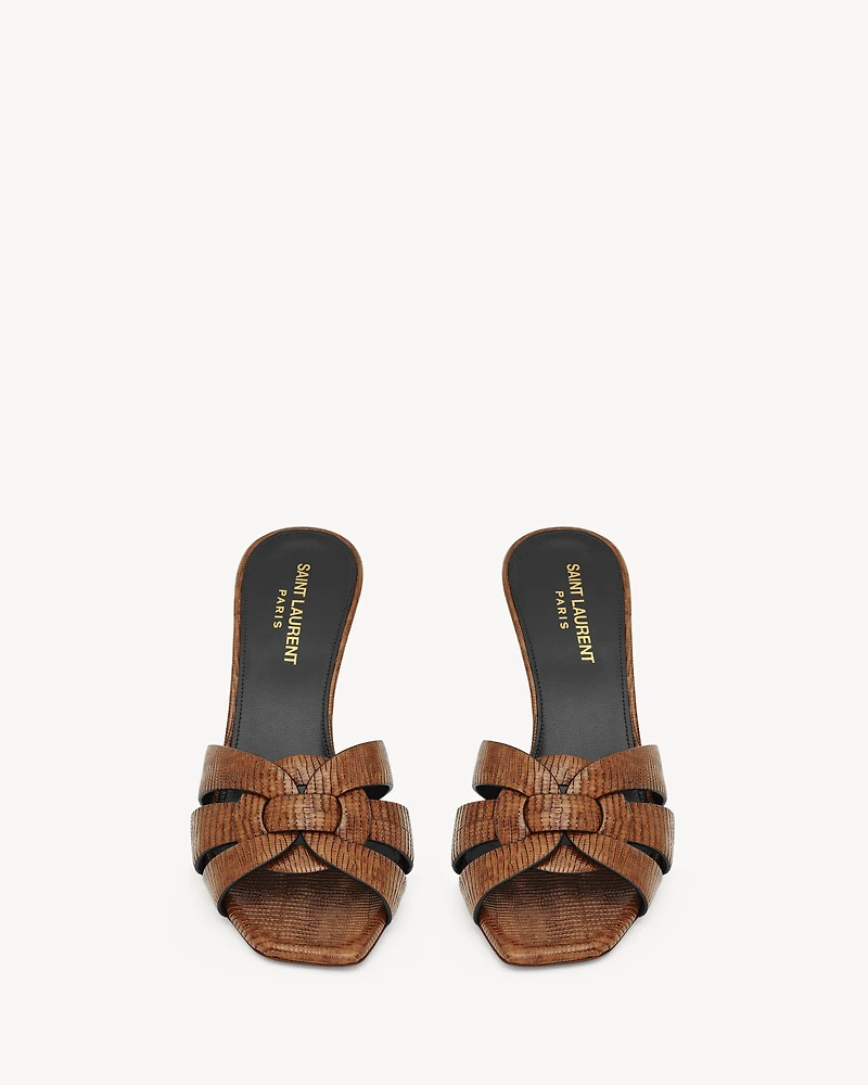 TRIBUTE mules lizard-embossed leather