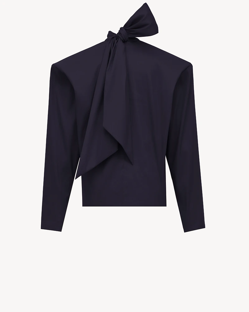 boxy lavallière top organza