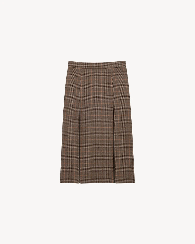 midi skirt prince of wales wool and cashmere