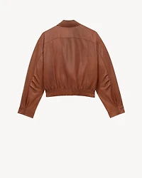 bomber jacket shiny plunged lambskin