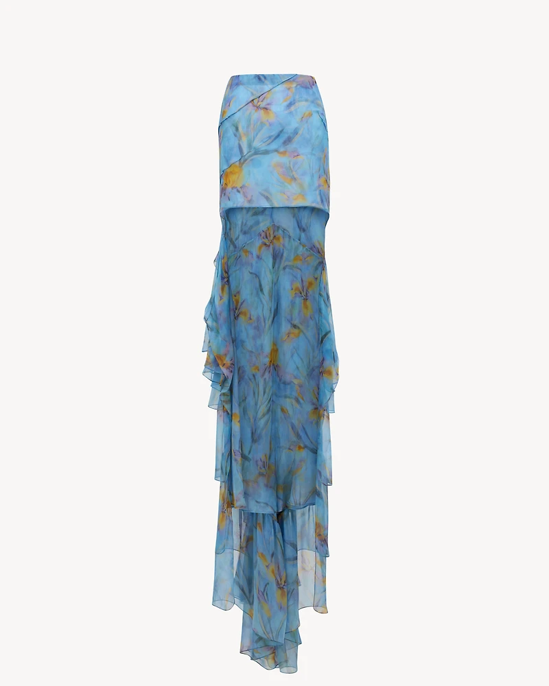 cascade skirt floral silk muslin
