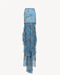 cascade skirt floral silk muslin