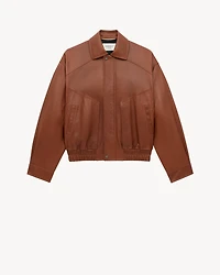 bomber jacket shiny plunged lambskin