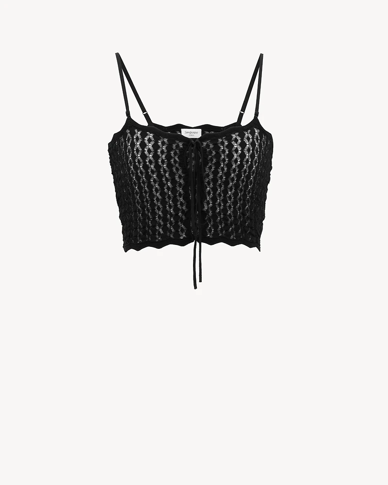 crop top pointelle knit