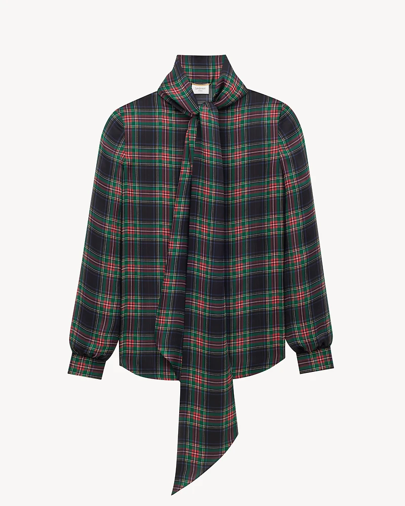 lavallière blouse tartan silk charmeuse