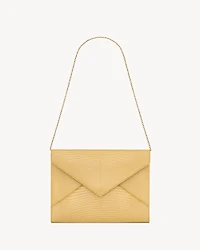 LETTER pouch on chain in shiny lizard
