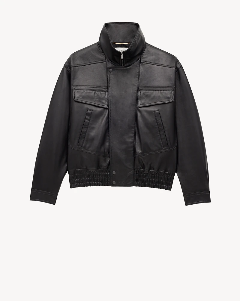 bomber jacket plunged lambskin