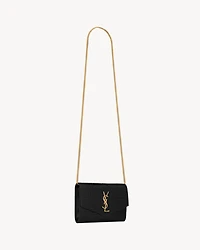 Uptown chain wallet in shiny crocodile-embossed leather