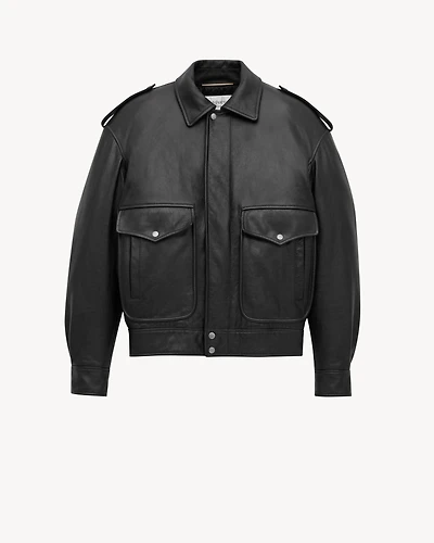 oversized jacket grained leather