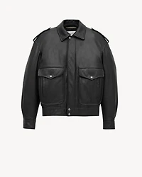 oversized jacket grained leather