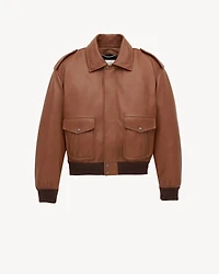 bomber jacket grained leather and shearling