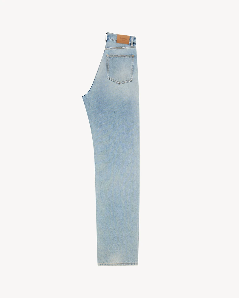 V-WAIST LONG BAGGY JEANS MICHIGAN BLUE DENIM