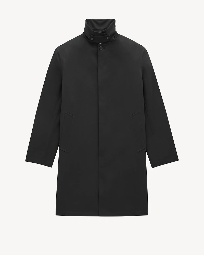 shearling-lined mac coat nylon serge