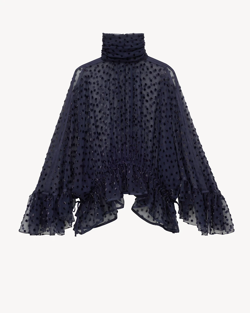 oversized blouse lamé velvet dotted silk muslin
