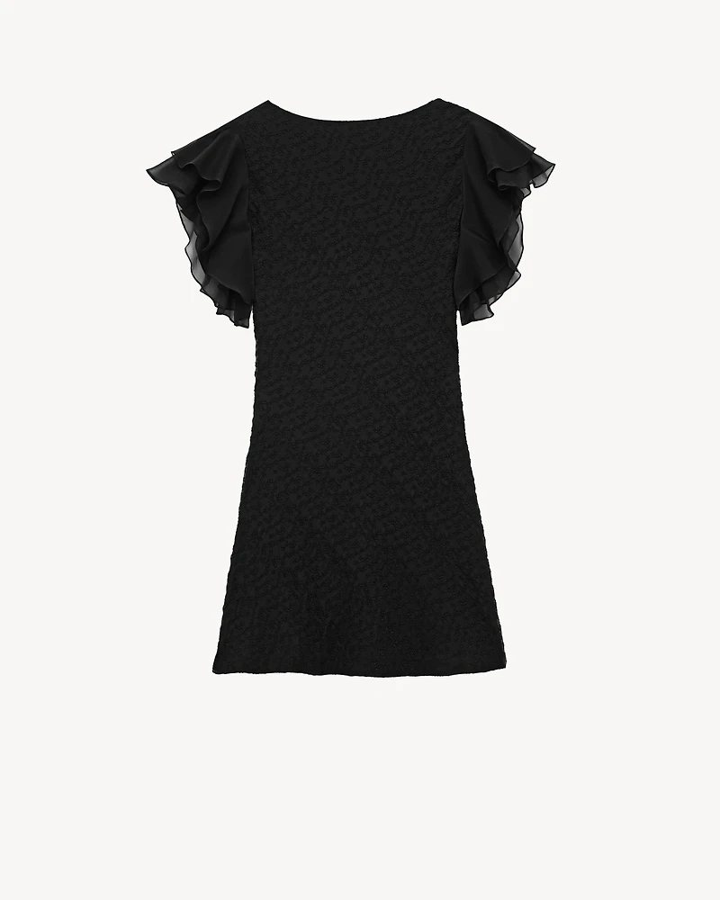 V-neck dress embroidered muslin