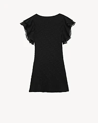 V-neck dress embroidered muslin
