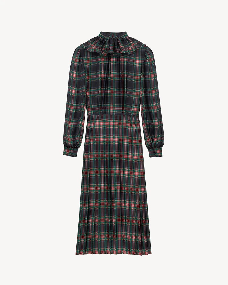 pleated dress tartan silk charmeuse