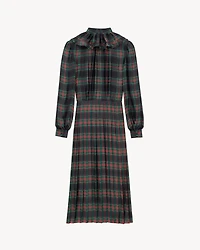 pleated dress tartan silk charmeuse