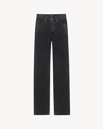 v-waist long baggy jeans 90's french black denim