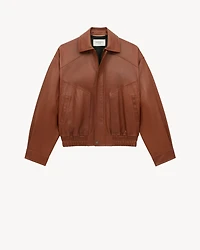 bomber jacket shiny plunged lambskin
