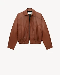 bomber jacket shiny plunged lambskin