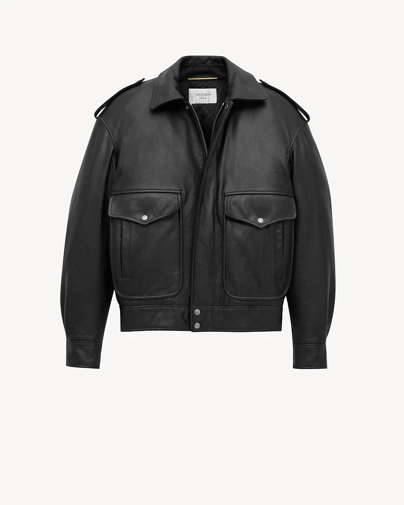 oversized jacket grained leather