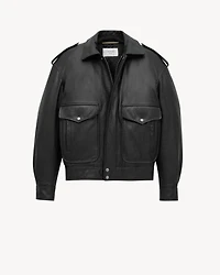 oversized jacket grained leather