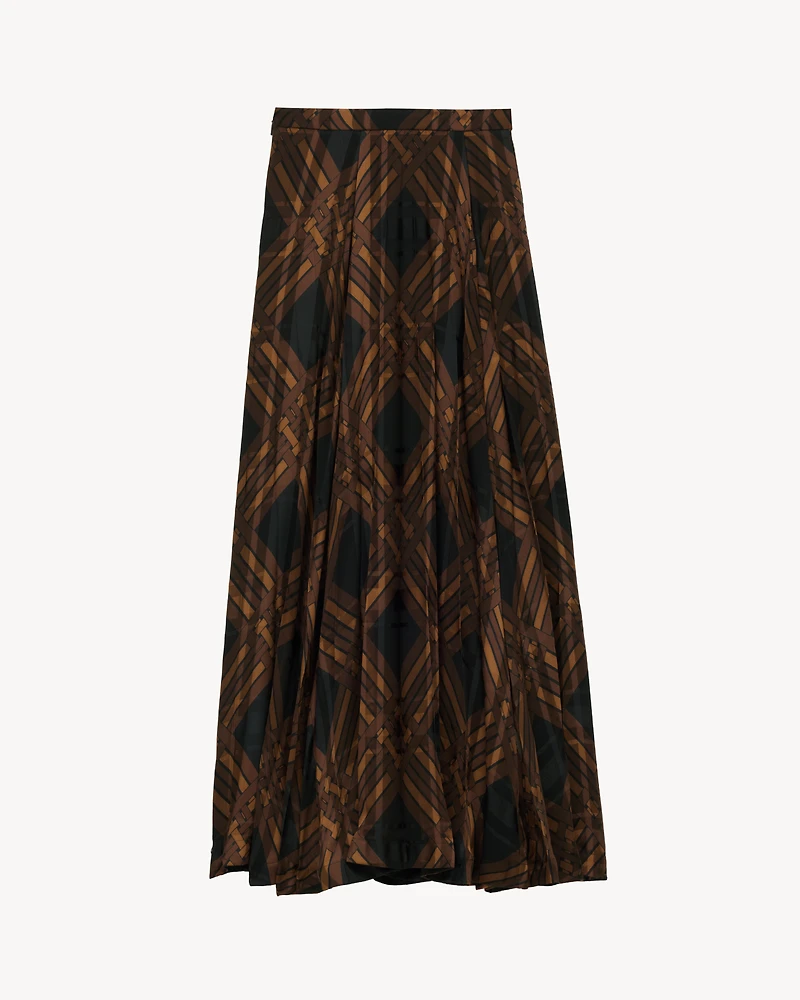 diamond pleated maxi skirt silk
