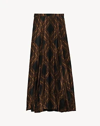 diamond pleated maxi skirt silk