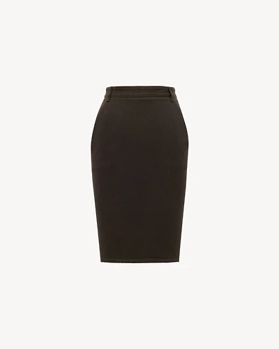 pencil skirt deep brown denim
