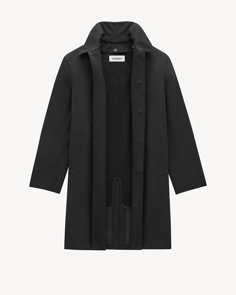 shearling-lined mac coat nylon serge