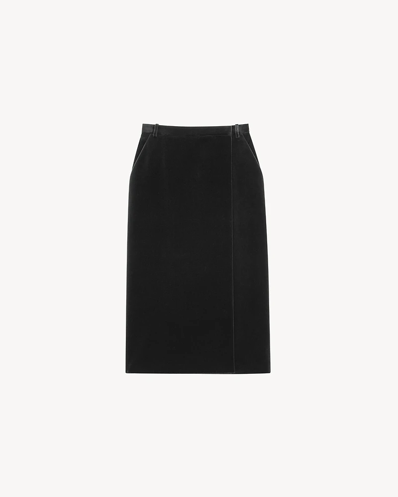 midi wrap skirt cotton velvet