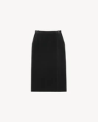 midi wrap skirt cotton velvet