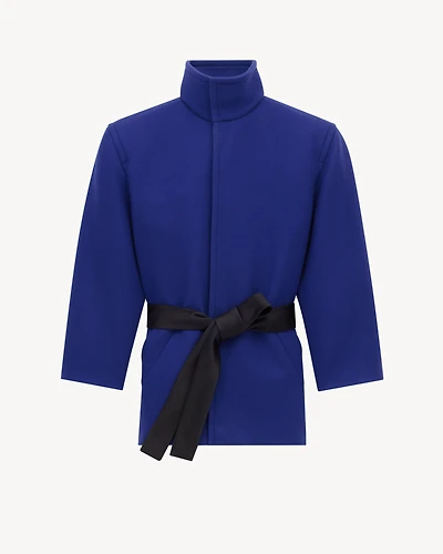 boxy belted coat wool