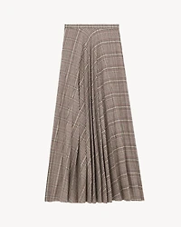 pleated maxi skirt prince of wales check