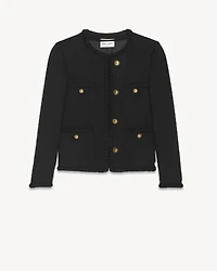 Short jacket diamond-embossed tweed