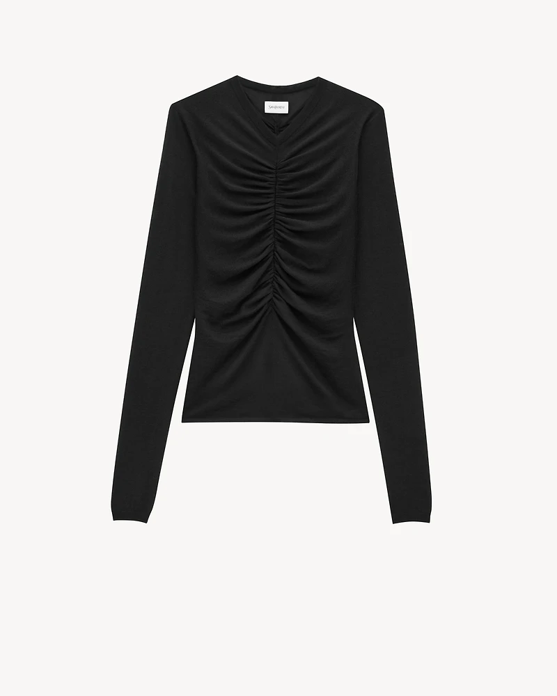 ruched sweater cashmere, wool, and silk