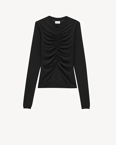 ruched sweater cashmere, wool, and silk