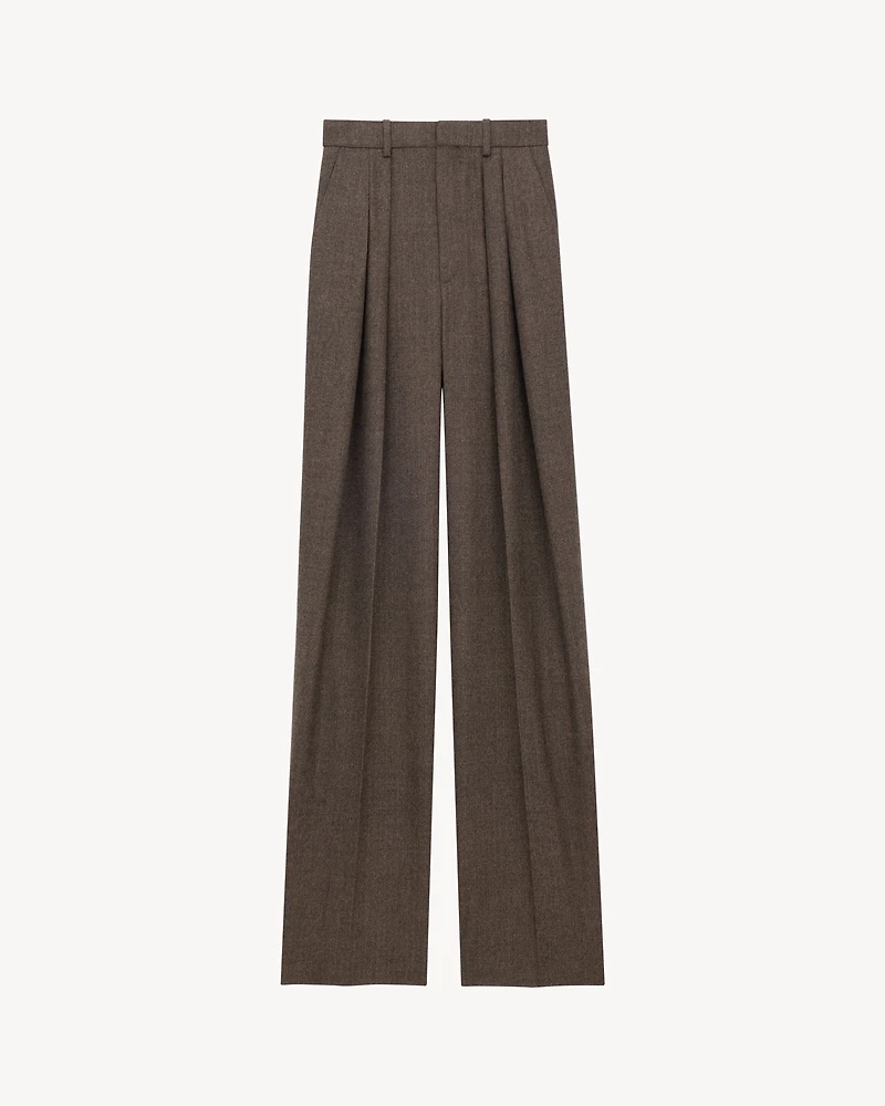 wide-leg pants herringbone wool