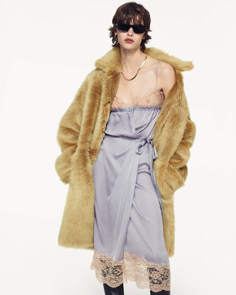 wrap slip dress silk charmeuse and lace