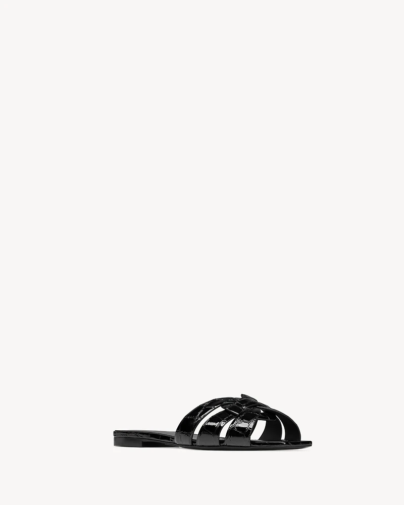 TRIBUTE mules crocodile embossed leather