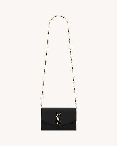 UPTOWN CHAIN WALLET IN GRAIN DE POUDRE EMBOSSED LEATHER