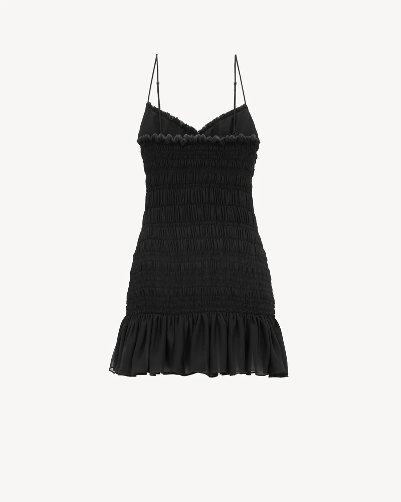 smocked dress silk muslin crepe