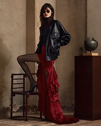 bomber jacket plunged lambskin