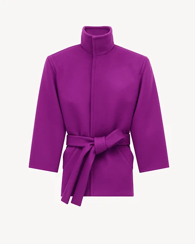 boxy belted coat wool