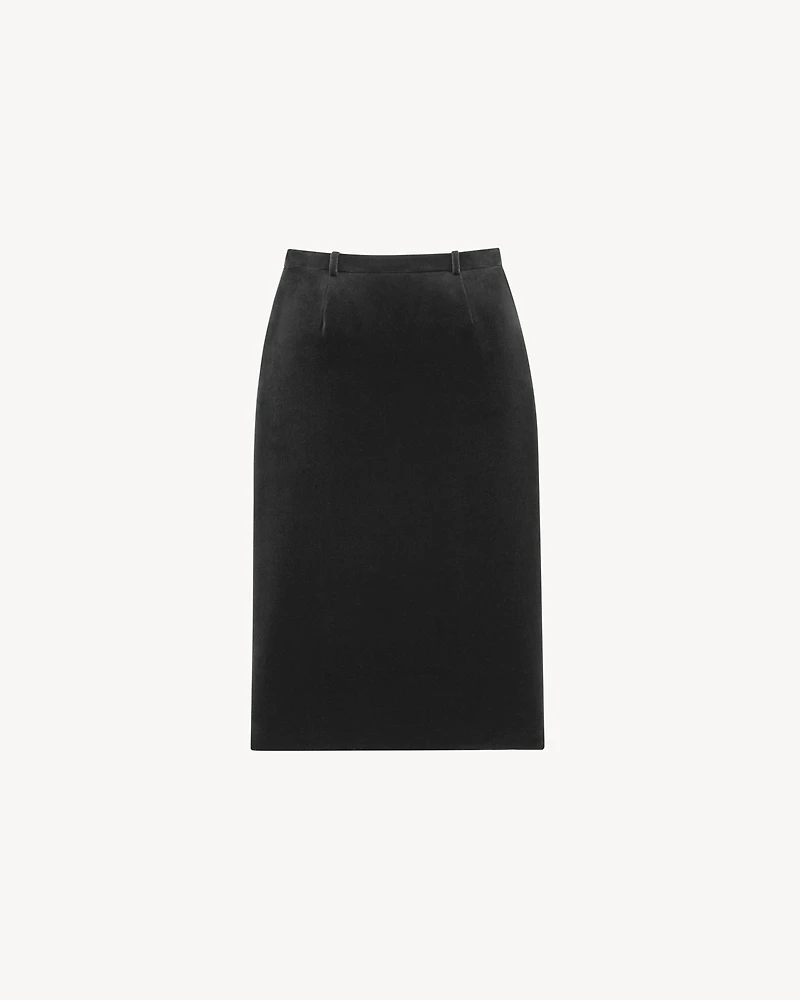 midi wrap skirt cotton velvet
